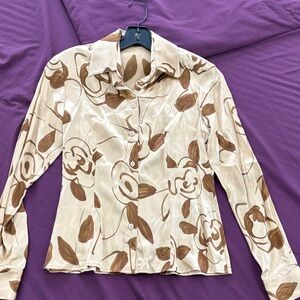Etcetera Beige and Brown Floral Blouse